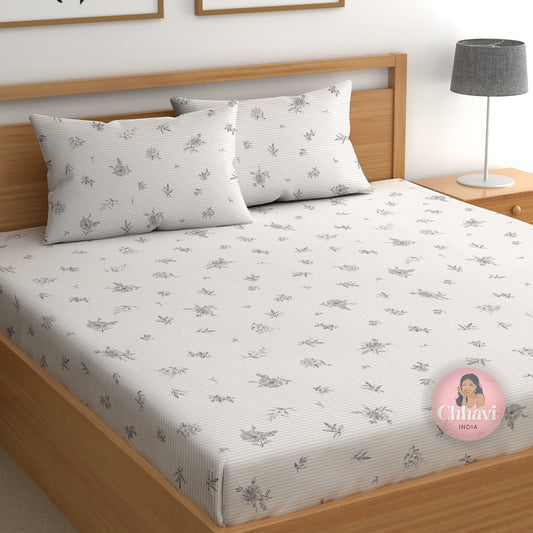 CHHAVI INDIA 210 TC Microfiber Printed Double Bedsheet With 2 Pillow Covers