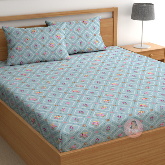 CHHAVI INDIA 210 TC Microfiber Printed Double Bedsheet With Pillow Covers
