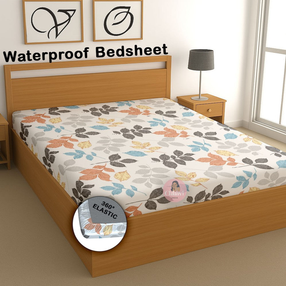 CHHAVI INDIA 210 TC Microfiber Waterproof Printed Fitted (Elastic) Bedsheet