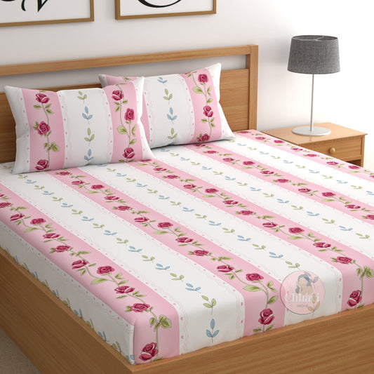 CHHAVI INDIA 210 TC Microfiber Printed Double Bedsheet With Pillow Covers