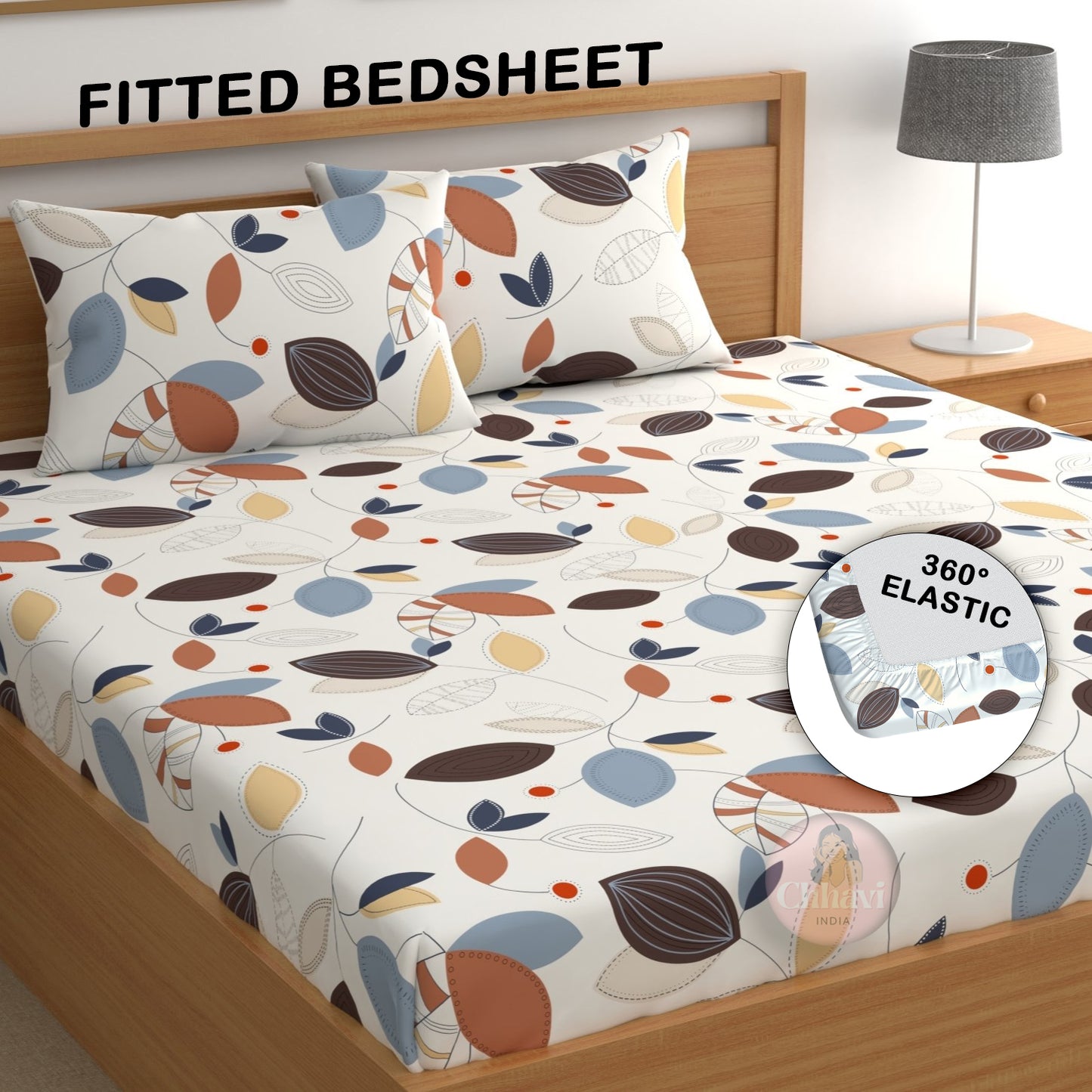 CHHAVI INDIA 210 TC Microfiber Fitted Double Size Printed Bedsheet With 2 Pillow covers