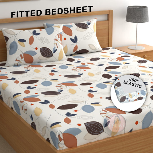 CHHAVI INDIA 210 TC Microfiber Fitted Double Size Printed Bedsheet With 2 Pillow covers