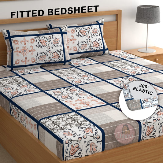 CHHAVI INDIA 210 TC Microfiber Double Fitted  Size Printed Bedsheet