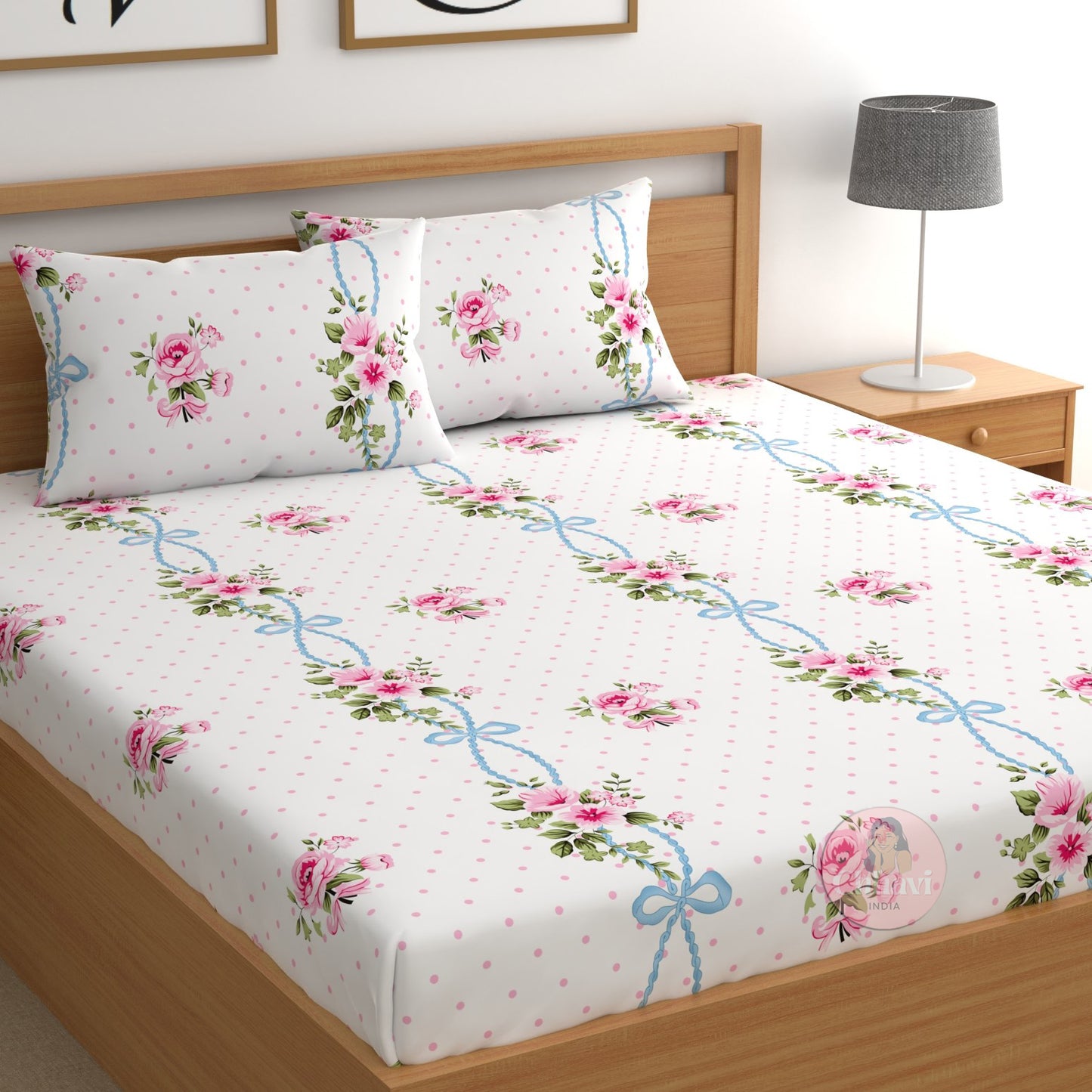 CHHAVI INDIA 210 TC Microfiber Printed Double Bedsheet With Pillow Covers