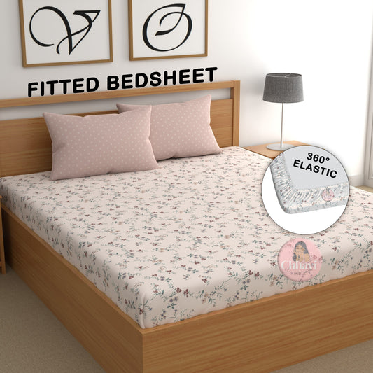 CHHAVI INDIA 210 TC Microfiber Double Fitted  Size Printed Bedsheet