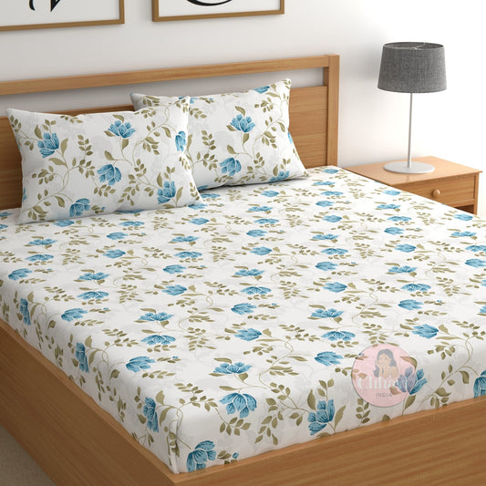 CHHAVI INDIA 210 TC Microfiber Printed Double Bedsheet With Pillow Covers