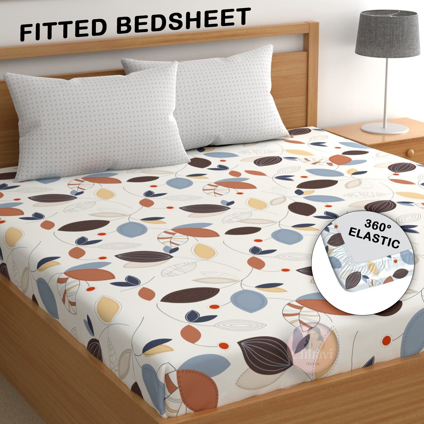 CHHAVI INDIA 210 TC Microfiber Double Fitted  Size Printed Bedsheet