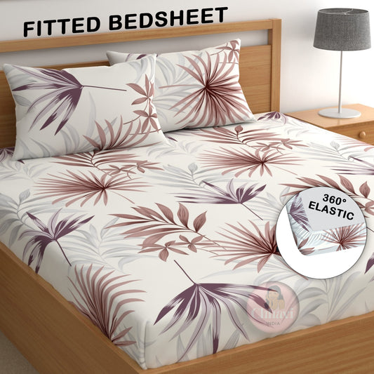 CHHAVI INDIA 210 TC Microfiber Fitted Double Size Printed Bedsheet With 2 Pillow covers