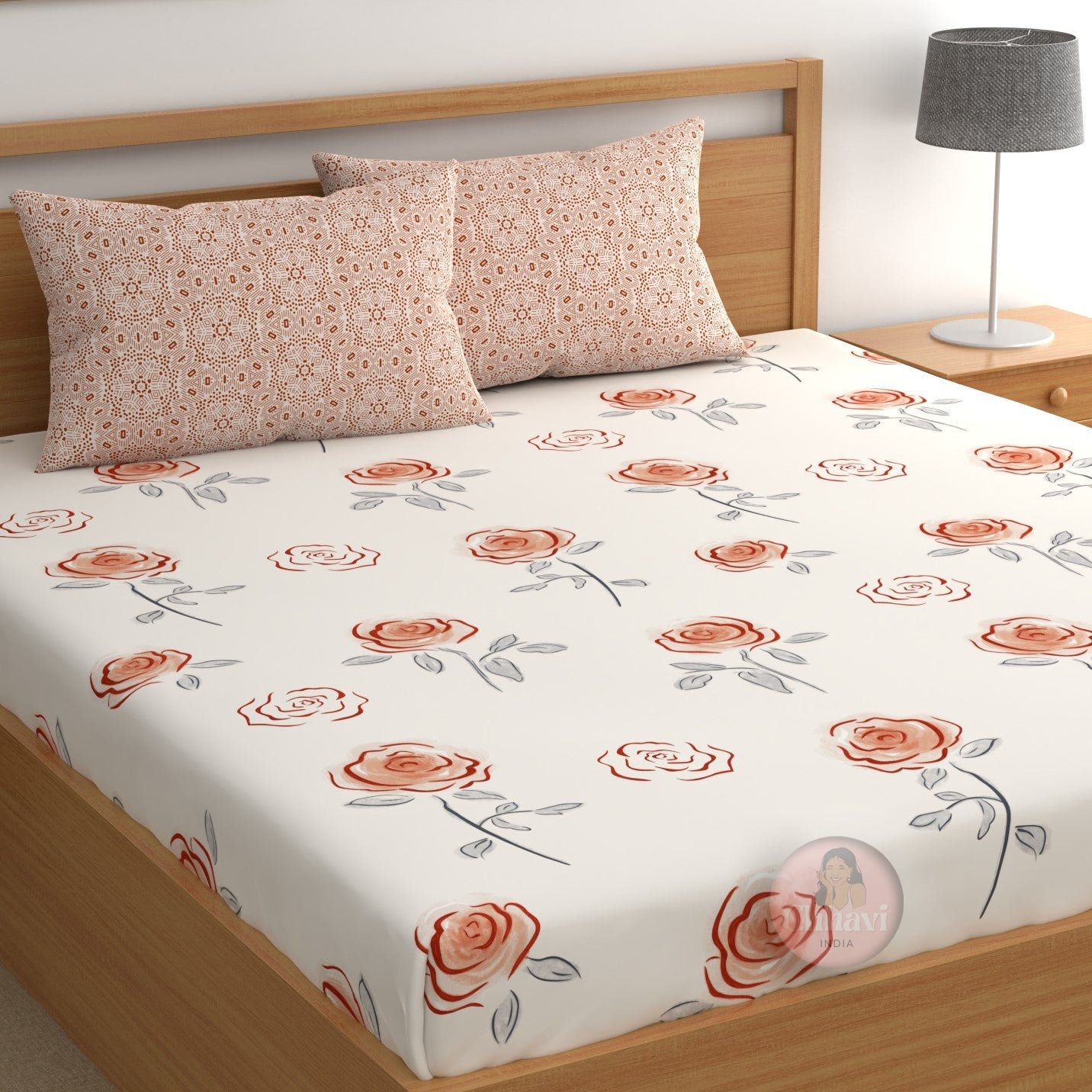 CHHAVI INDIA 210 TC Microfiber Printed Double Bedsheet With Pillow Covers