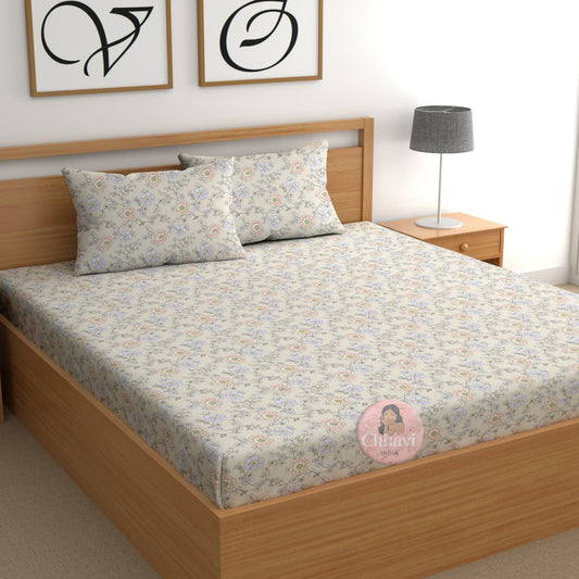 CHHAVI INDIA 210 TC Microfiber Printed King Size Bedsheet With Pillow Covers