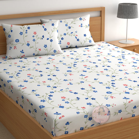 CHHAVI INDIA 210 TC Microfiber Printed Double Bedsheet With Pillow Covers