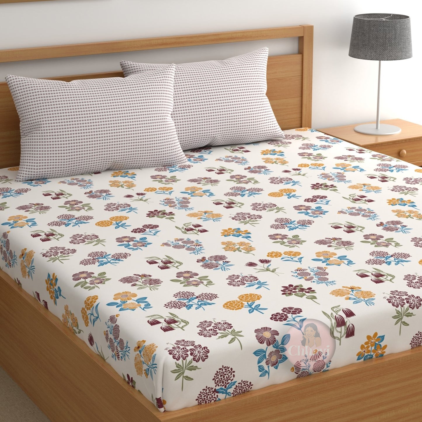 CHHAVI INDIA 210 TC Microfiber Printed King Size Bedsheet With Pillow Covers