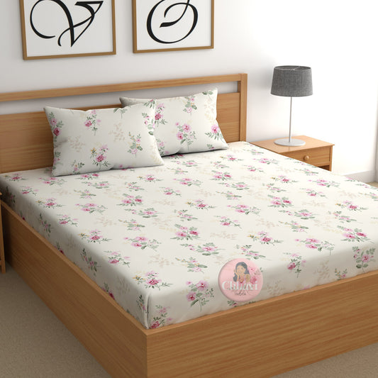 CHHAVI INDIA 210 TC Microfiber Printed Double Bedsheet With 2 Pillow Covers