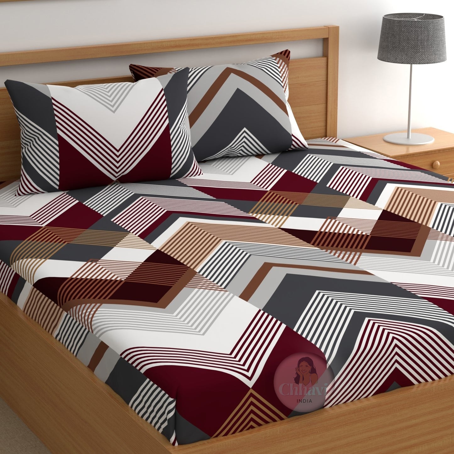 CHHAVI INDIA 210 TC Microfiber Printed Double Bedsheet With Pillow Covers
