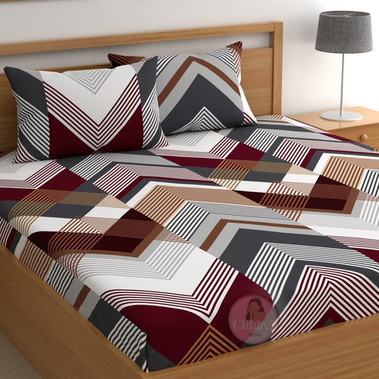 CHHAVI INDIA 210 TC Microfiber Printed Double Bedsheet With Pillow Covers