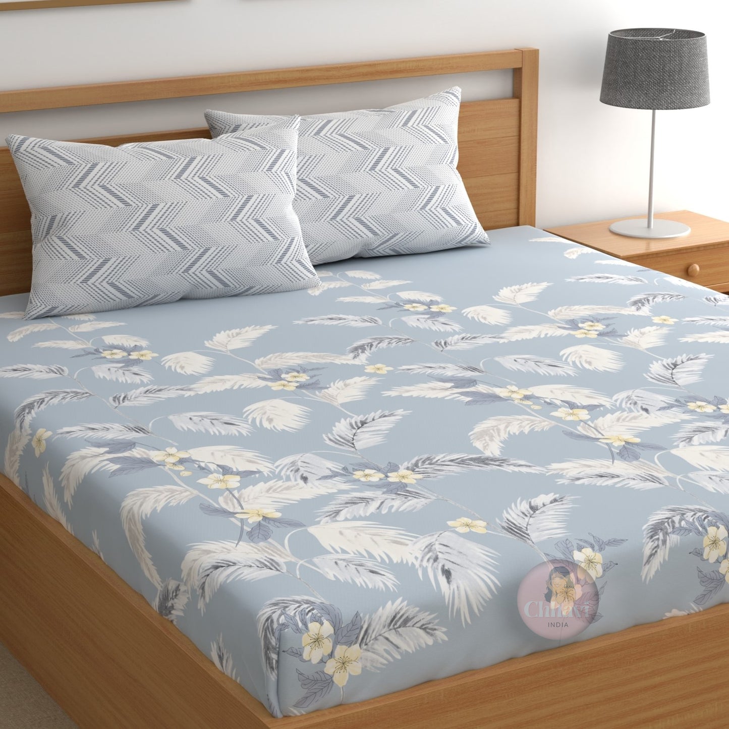 CHHAVI INDIA 210 TC Microfiber Printed King Size Bedsheet With Pillow Covers