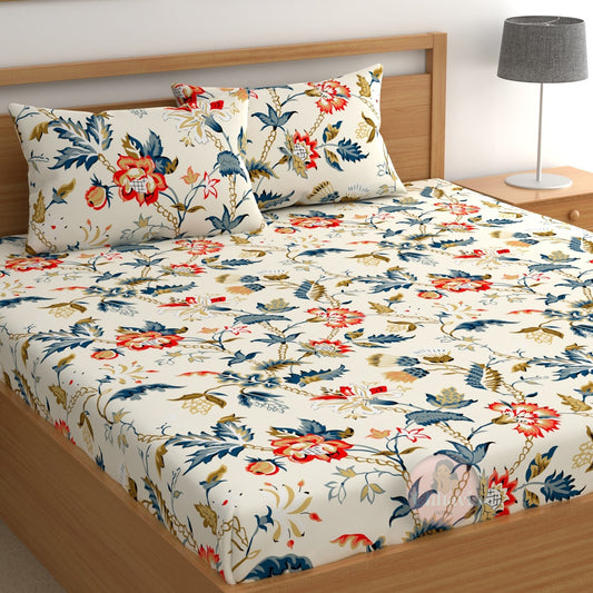 CHHAVI INDIA 210 TC Microfiber Printed Double Bedsheet With Pillow Covers