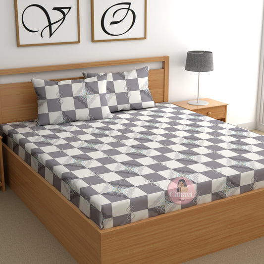CHHAVI INDIA 210 TC Microfiber Printed Double Bedsheet With 2 Pillow Covers