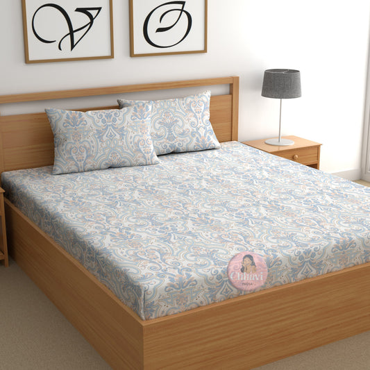 CHHAVI INDIA 210 TC Microfiber Printed King Size Bedsheet With Pillow Covers