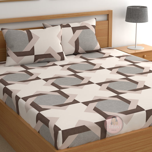 CHHAVI INDIA 210 TC Microfiber Printed Double Bedsheet With Pillow Covers