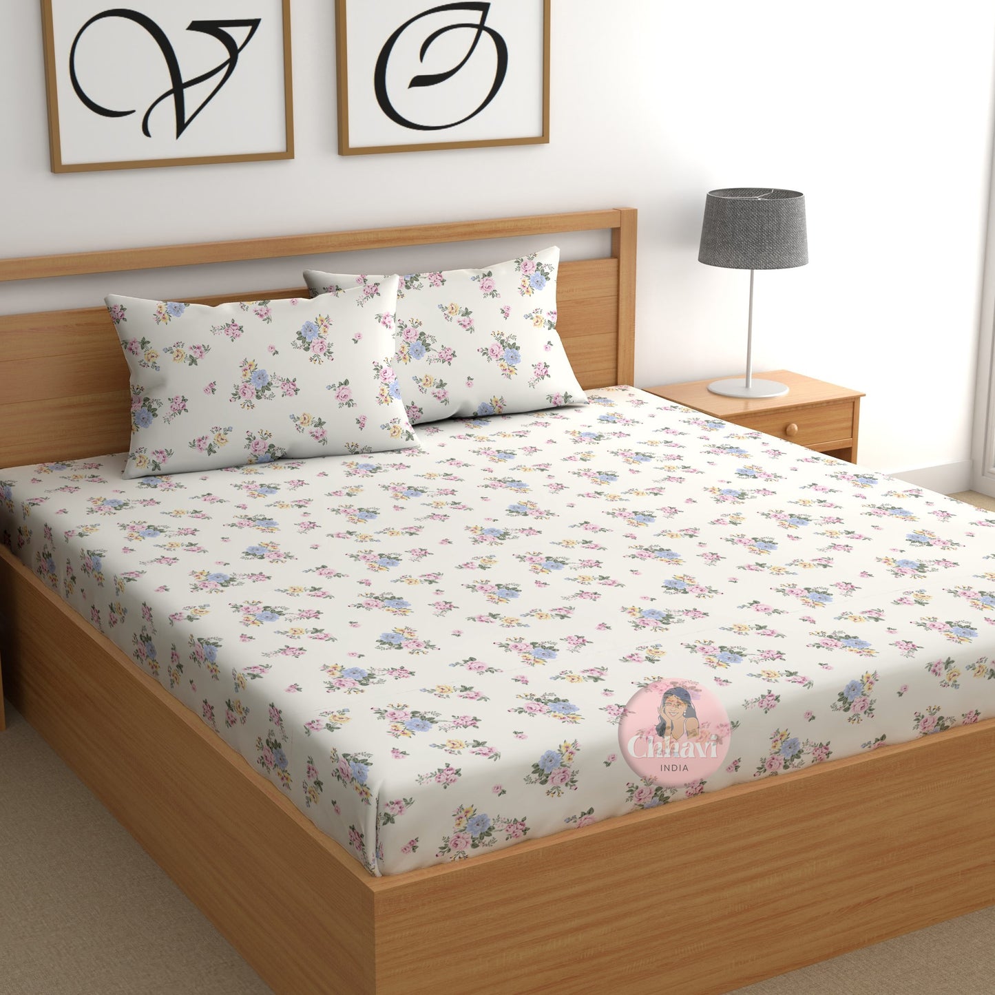 CHHAVI INDIA 210 TC Microfiber Printed King Size Bedsheet With Pillow Covers