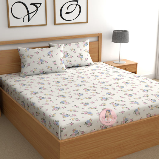 CHHAVI INDIA 210 TC Microfiber Printed King Size Bedsheet With Pillow Covers