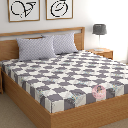 CHHAVI INDIA 210 TC Microfiber Printed King Size Bedsheet With Pillow Covers