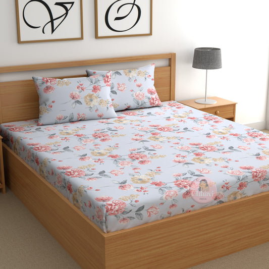 CHHAVI INDIA 210 TC Microfiber Printed King Size Bedsheet With Pillow Covers