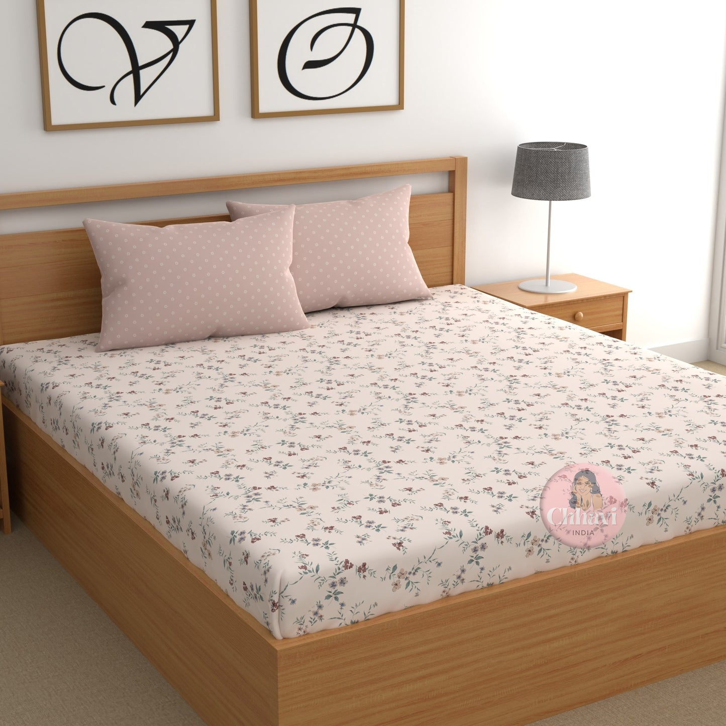 CHHAVI INDIA 210 TC Microfiber Printed Double Bedsheet With Pillow Covers