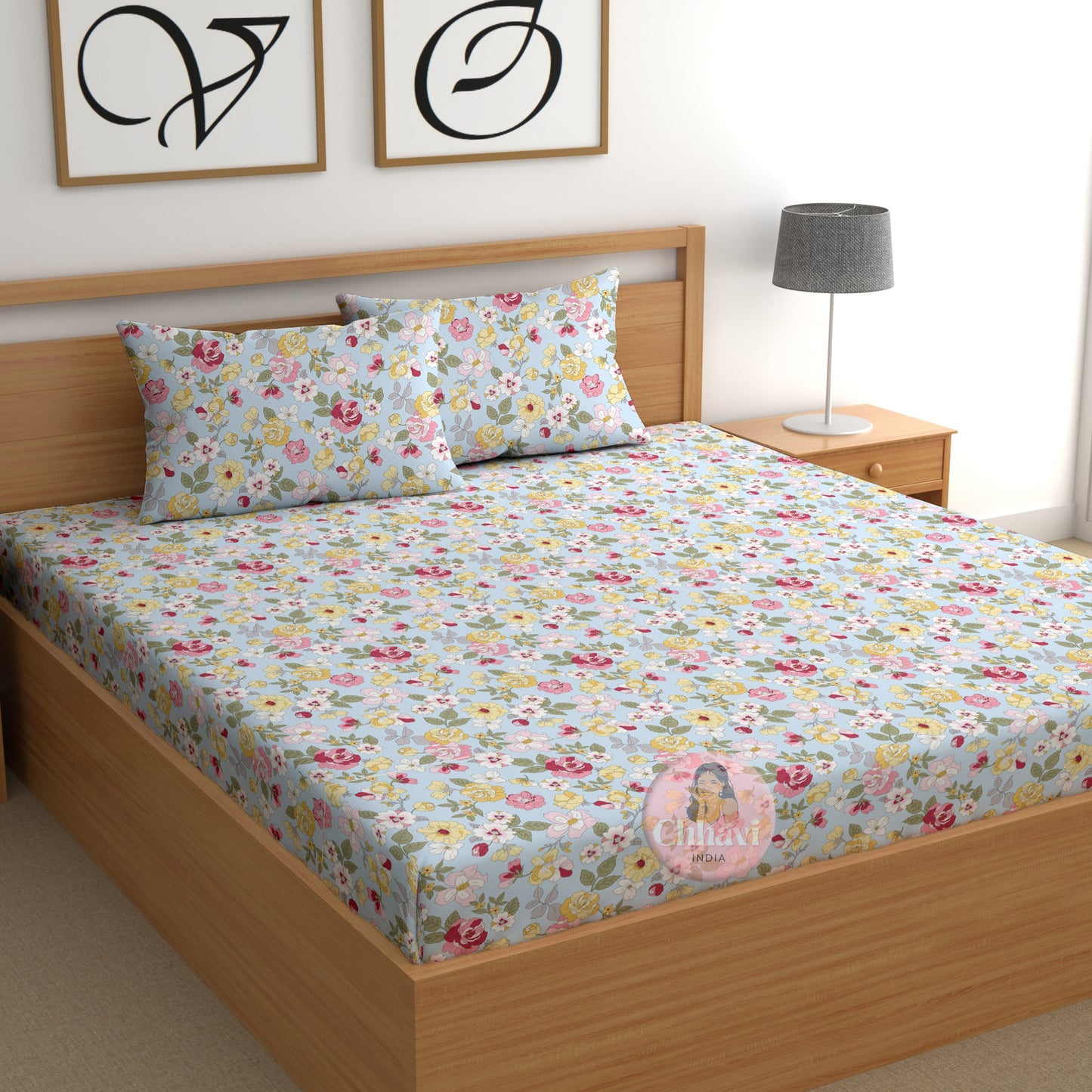 CHHAVI INDIA 210 TC Microfiber Printed King Size Bedsheet With Pillow Covers