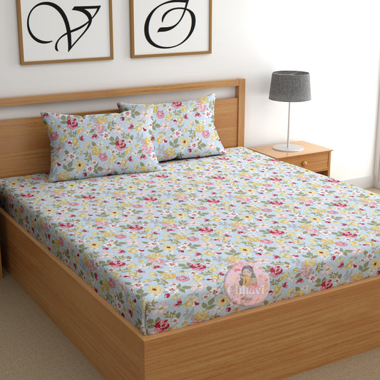 CHHAVI INDIA 210 TC Microfiber Printed King Size Bedsheet With Pillow Covers