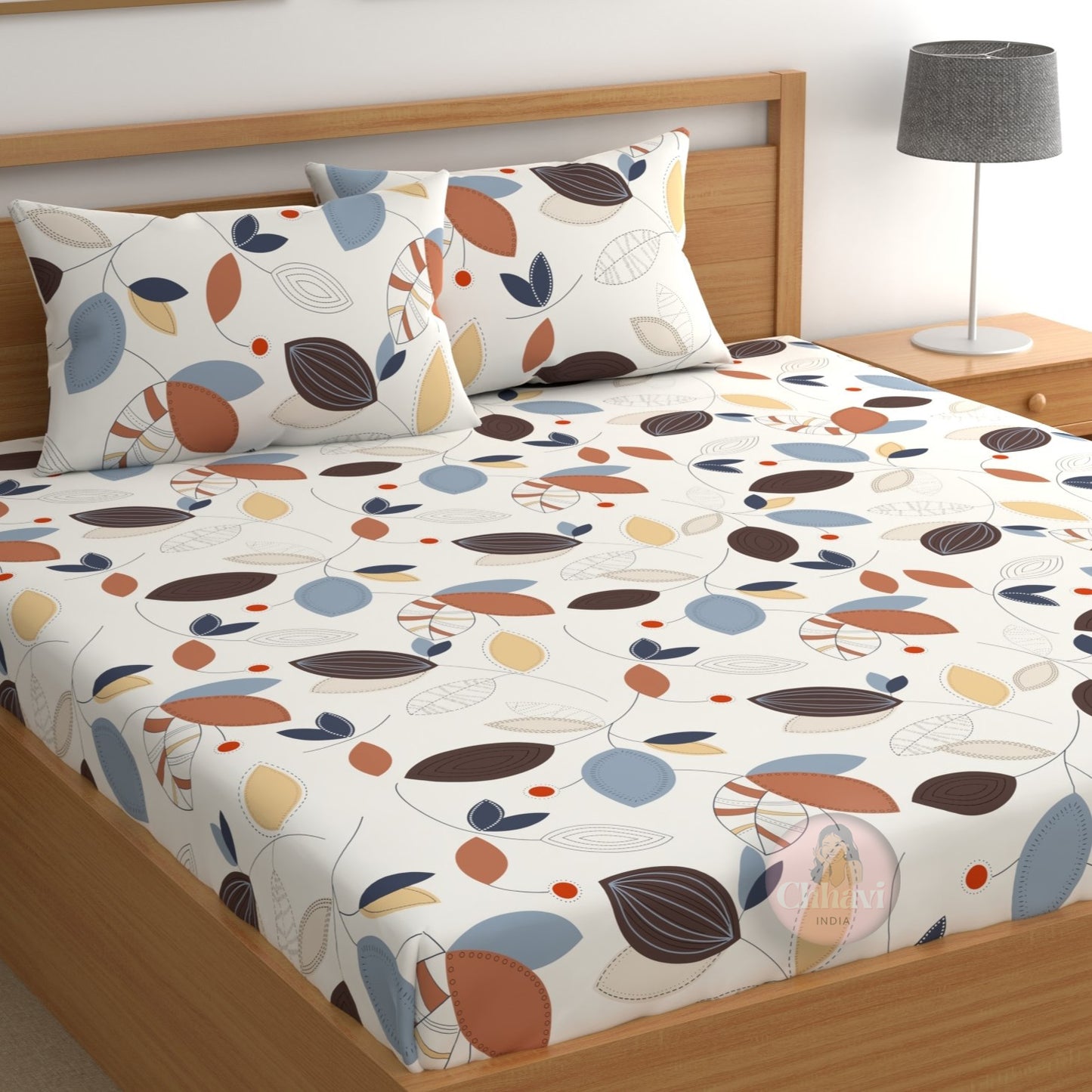CHHAVI INDIA 210 TC Microfiber Printed Double Bedsheet With 2 Pillow Covers