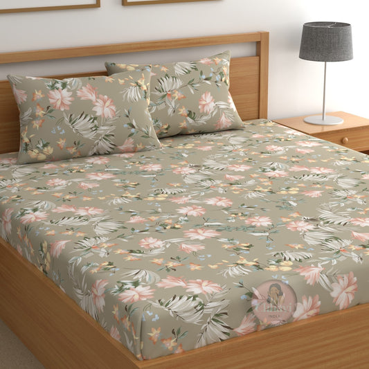 CHHAVI INDIA 210 TC Microfiber Printed King Size Bedsheet With Pillow Covers