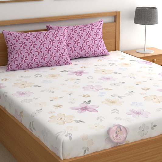 CHHAVI INDIA 210 TC Microfiber Printed King Size Bedsheet With Pillow Covers