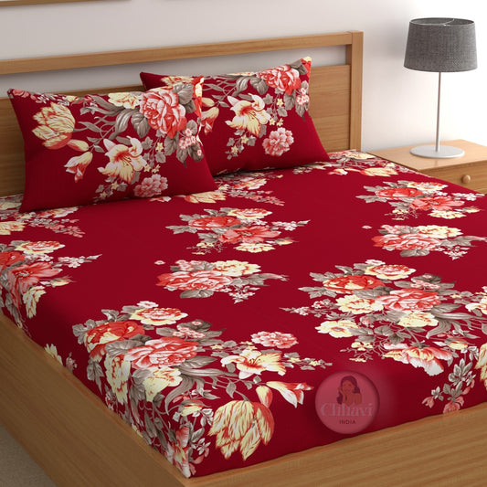 CHHAVI INDIA 210 TC Microfiber Printed Double Bedsheet With Pillow Covers