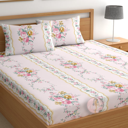 CHHAVI INDIA 210 TC Microfiber Printed Double Bedsheet With 2 Pillow Covers