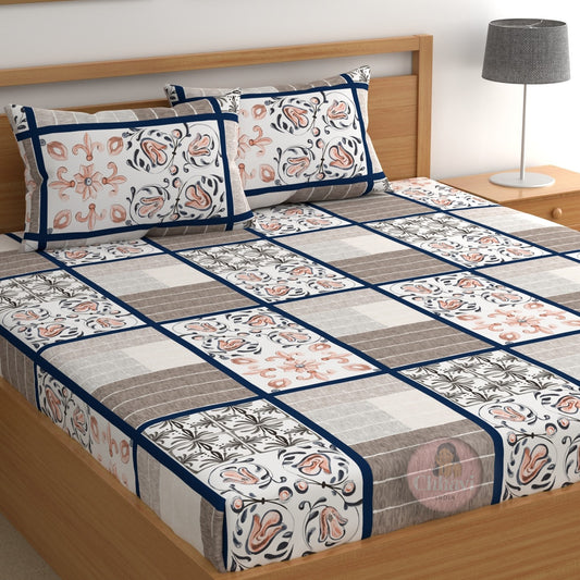 CHHAVI INDIA 210 TC Microfiber Printed Double Bedsheet With Pillow Covers