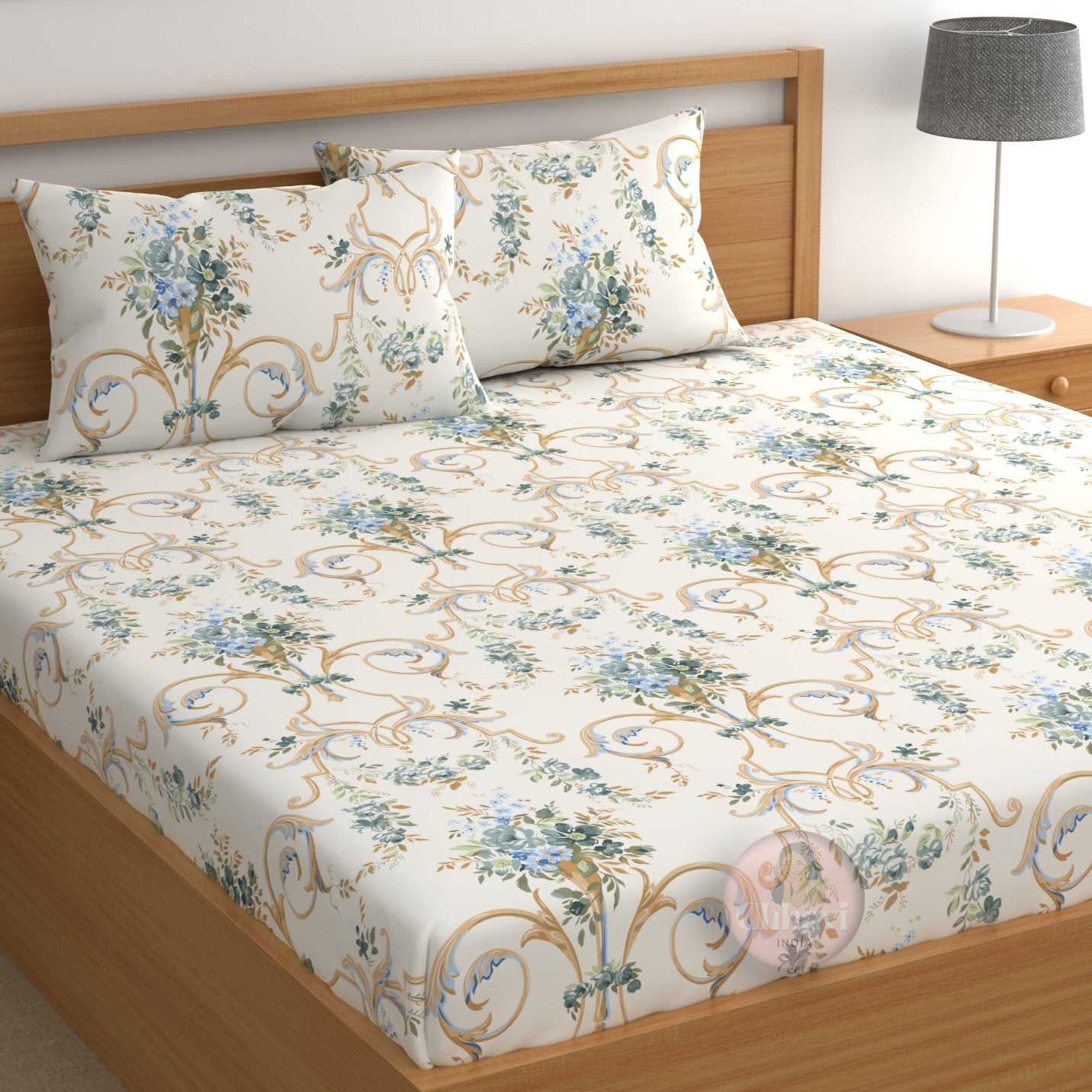 CHHAVI INDIA 210 TC Microfiber Printed King Size Bedsheet With Pillow Covers