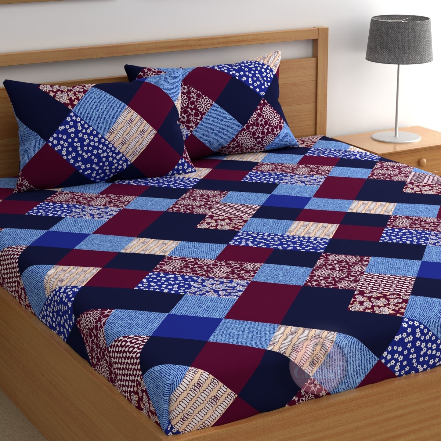 CHHAVI INDIA 210 TC Microfiber Printed Double Bedsheet With Pillow Covers