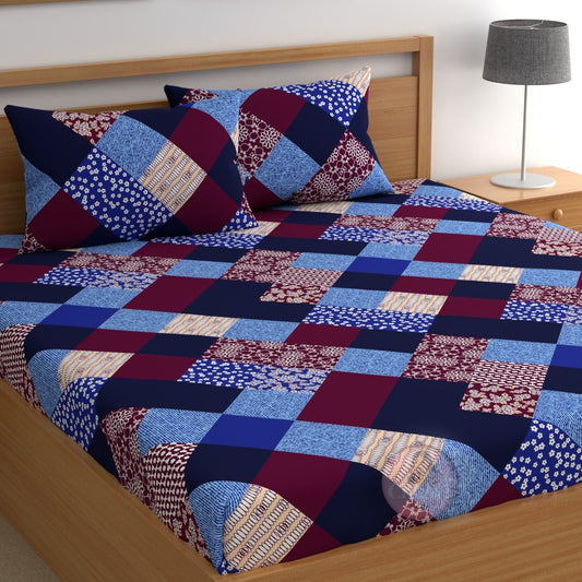 CHHAVI INDIA 210 TC Microfiber Printed Double Bedsheet With Pillow Covers