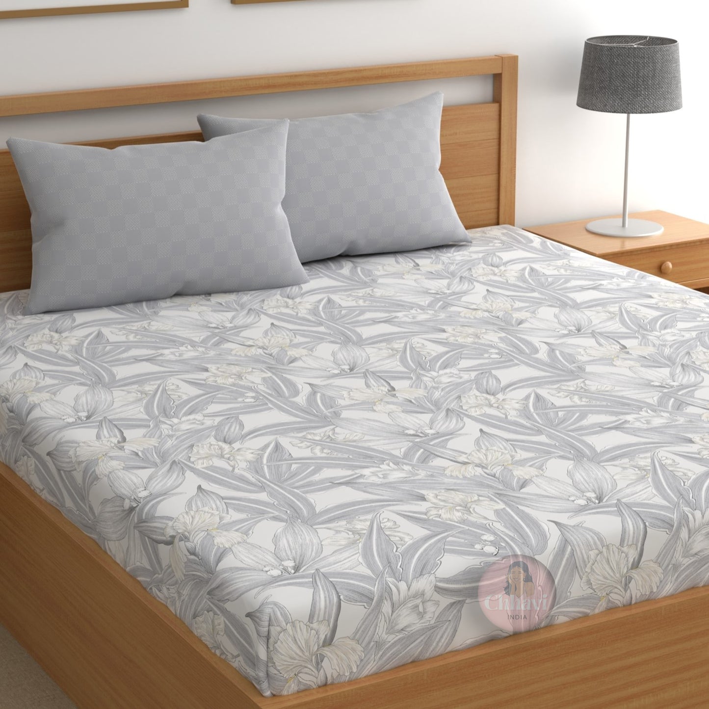 CHHAVI INDIA 210 TC Microfiber Printed King Size Bedsheet With Pillow Covers