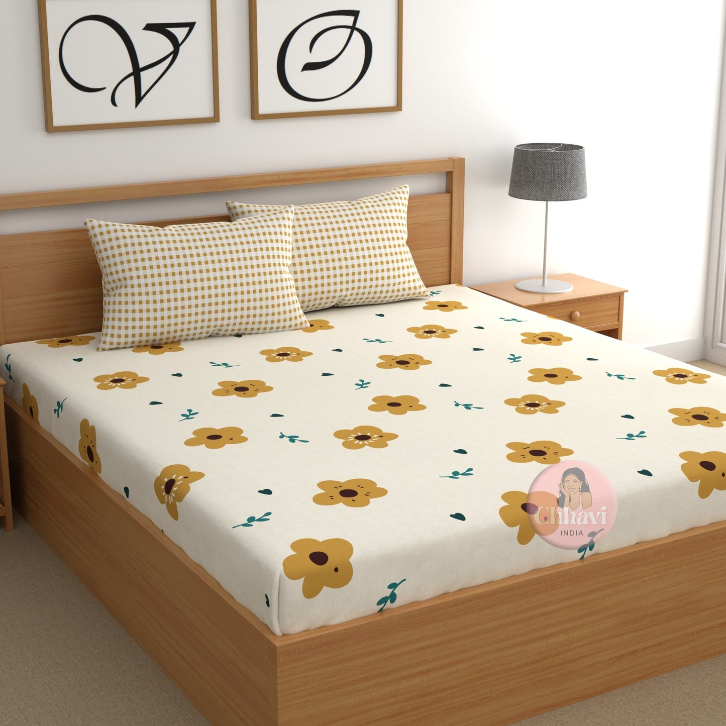 CHHAVI INDIA 210 TC Microfiber Printed Double Bedsheet With Pillow Covers