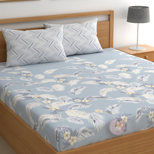 CHHAVI INDIA 210 TC Microfiber Printed Double Bedsheet With Pillow Covers