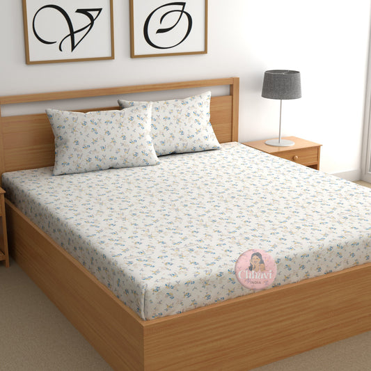 CHHAVI INDIA 210 TC Microfiber Printed King Size Bedsheet With Pillow Covers