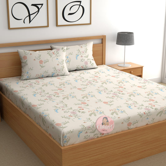 CHHAVI INDIA 210 TC Microfiber Printed Double Bedsheet With 2 Pillow Covers