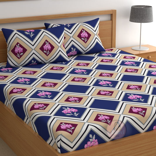 CHHAVI INDIA 210 TC Microfiber Printed Double Bedsheet With Pillow Covers
