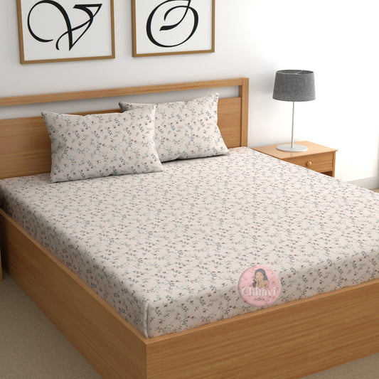 CHHAVI INDIA 210 TC Microfiber Printed Double Bedsheet With 2 Pillow Covers