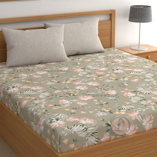 CHHAVI INDIA 210 TC Microfiber Printed King Size Bedsheet With Pillow Covers