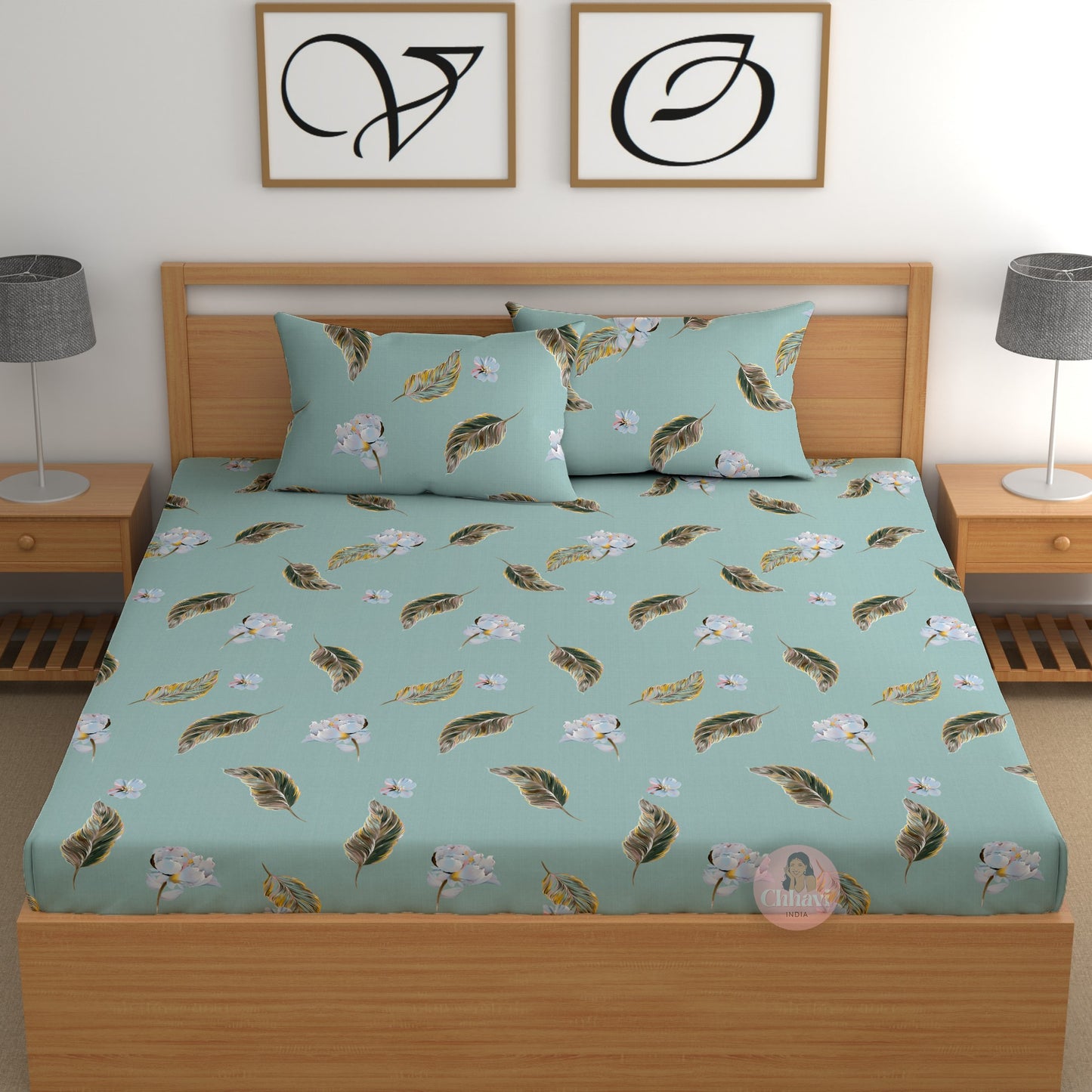CHHAVI INDIA 210 TC Microfiber Printed Double Bedsheet With Pillow Covers