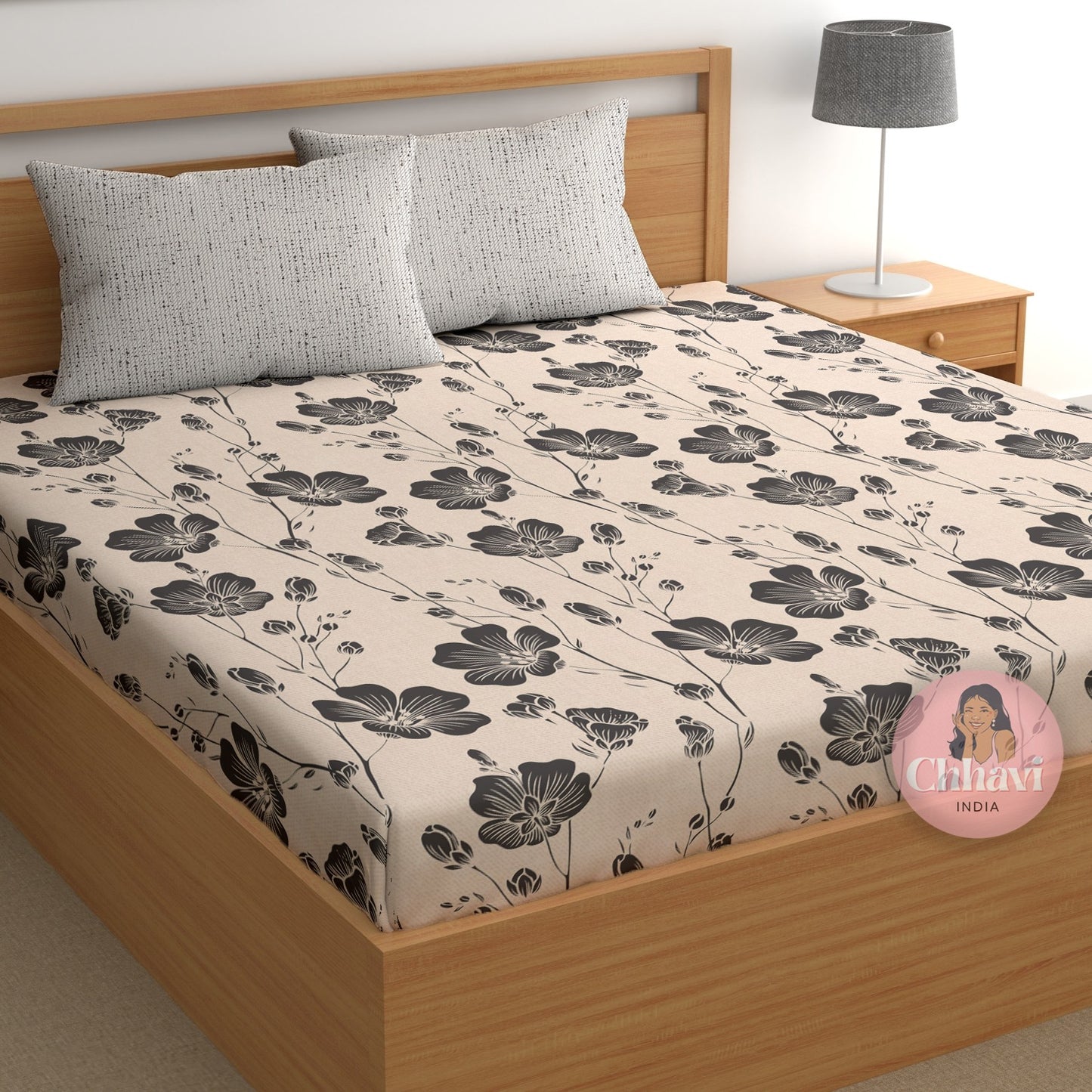 CHHAVI INDIA 210 TC Microfiber Printed King Size Bedsheet With 2 Pillow Covers